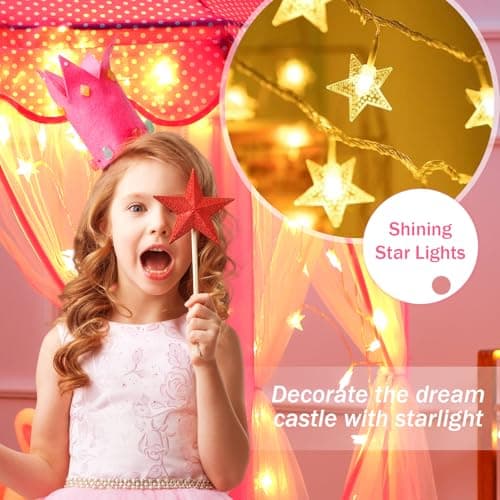 Monobeach Princess Tent Girls Large Playhouse Kids Castle Play Tent with Star Lights Toy for Children Indoor and Outdoor Games, 55'' x 53'' (DxH) - Thumbnail 3