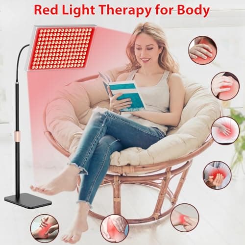 Red Light Therapy for Body and Face, Infrared Light Therapy Lamp 660nm Red Light and 850nm NIR LED Panel Light with Adjustable Stand, Infrared Redlight Therapy Device for Body Use at Home/Office/Gym - Thumbnail 3