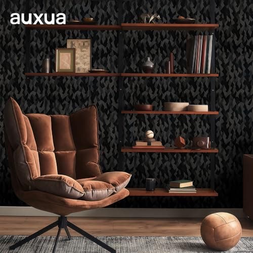 Black Faux 3D Fold‑Shadow Wallpaper for Gaming Rooms & Modern Spaces – 17" x 78.7" Matte Geometric Texture Wall Paper with Futuristic Light‑Play, Peel & Stick, Renter‑Friendly - Thumbnail 6