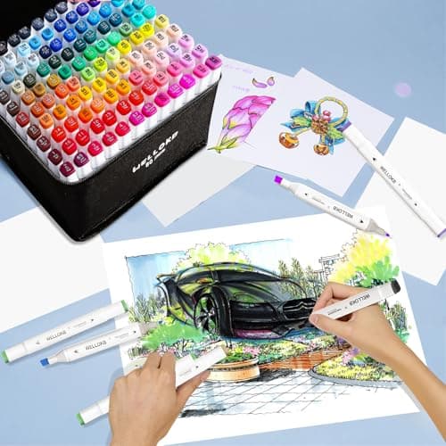 WELLOKB Alcohol Markers, 80 Colors Dual Tip Blender Art Markers for Coloring, Illustrations, and Sketching, Coloring marker for Book Painting - Thumbnail 6