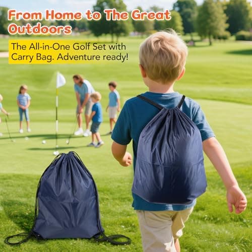 PINKPEACH Toddler Golf Set, 3-8 Kids Set with Automatic Ball Return, Mat, Glow Balls, Balls, 3 Clubs & Tees, Indoor & Outdoor Sports Game Toys for 3 4 5 6 7 8 Years Old Boys Girls - Thumbnail 2
