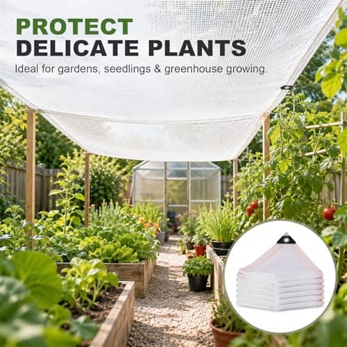 50% Shade Cloth for Garden, White Outdoor Sun Protection Mesh with Grommets, Breathable Patio Screen for Pergola, Chicken Run & Kennel Cover (6x12ft) - Thumbnail 5