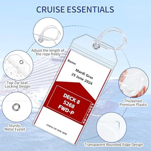 8 Pack Cruise Luggage Tag Holder, Cruise Essentials 2025 for NCL, Princess, Carnival, Royal Caribbean and Celebrity Cruise Luggage Tags for Travel Essentials by SEAVILIA - Thumbnail 5