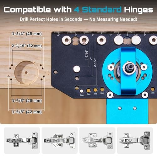 SEESII 3-in-1 Cabinet Hardware Jig Aluminum Alloy for 35mm Concealed Hinge; 5mm& 1/4" Shelf Pin;Handle template with Adjustable Edge and Quick Clamp for Hinge Hole& Shelf Hole for Woodworking&Home DIY - Thumbnail 3