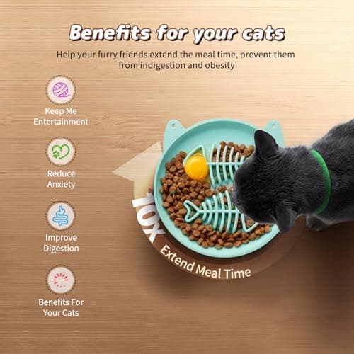 Zonopy Slow Feeder Cat Bowl, 2 PCS Silicone Bowl, Cat Slow Feeder, Ideal for Dry and Wet Food, Easy to Clean, Interactive Puzzle Toy for Pets Food Training, Keeps Cats Busy, 6.69" W*0.65" H - Thumbnail 3
