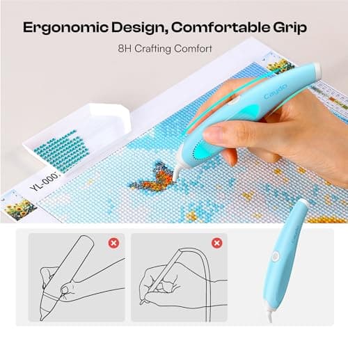 Caydo Cordless Electric Diamond Painting Pen, E-Painter for Diamond Painting - Diamond Art Pen with Vacuum Technology, Ergonomic Design & Storage Tray – No Wax, Patented (Blue) - Thumbnail 4