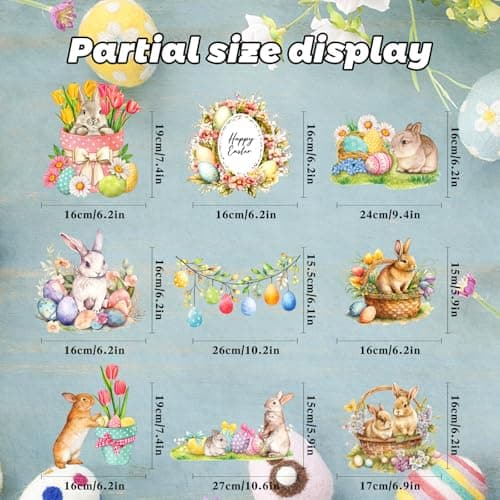 81PCS Easter Window Clings - Easter Window Clings for Glass Windows, Easter Egg Bunny Butterfly Stickers for Window Decals, Double-Sided Spring Flower Window Stickers for Easter Decorations (9 Sheets) - Thumbnail 6