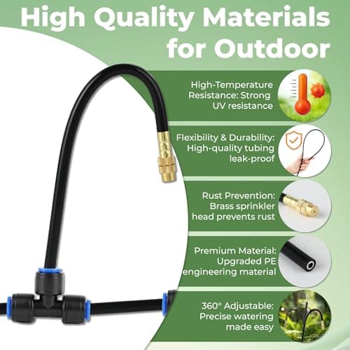120FT Drip Irrigation System for Garden: Quick Connect 1/4" PE Tubing 18Pcs Automatic Water Sprinkler Kit Adjustable Misting Part Watering Hose, Outdoor Raised Bed Plants Flower Yard Greenhouse - Thumbnail 6
