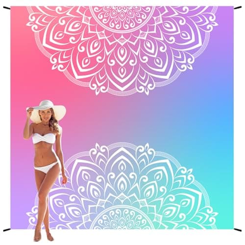 HIHOHO Beach Blanket, Sandproof Beach Mat, Waterproof Quick Drying Lightweight Outdoor Aztec Picnic Mat 79" X 83"/120"x108" for 2-8 Adults for Travel, Camping, Hiking