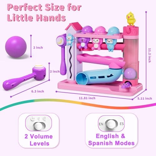 Musical Toddler Toys for 1 2 3 Years Old, Educational Baby Toys 12-18 Months with Bilingual Toddler Learning, Interactive Toys for 1 Year Old Girl, Christmas Birthday Gift for 1 Year Old Girl (Purple) - Thumbnail 5