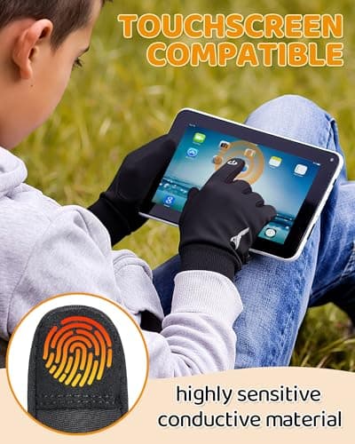 YANIKY Kids Winter Gloves Boys Girls,Anti-Slip Touchscreen Thermal Gloves for Running Cycling Outdoor Activities,Ages 4-12 - Thumbnail 4