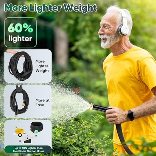 Hepciee Garden Hose 50 ft, Non-Expanding Water Hose, Flexible Ultra-Light, Anti-Kink, Wear-Resistant, Easy Storage, Hose with 3/4 for Outdoor, Garden, Yard and Lawn - Thumbnail 3