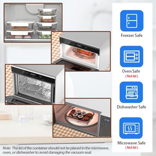 CABIBOX Vacuum Sealer & Food Storage Container for Food, Vacuum Sealer for Food + 3 Glass Vacuum Containers |Rectangle [21 Oz/35 Oz/50 Oz]+ 10 Reusable Food Saver Sealer Bags,For Freezer, Meal Prep - Thumbnail 6