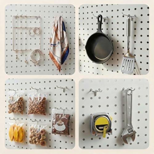 Relivox 36 Pack Heavy Duty Pegboard Hooks, Assorted Sizes Metal Hangers - Thumbnail 6
