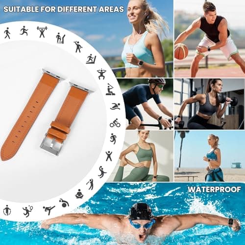 Leather Apple Watch Band for Women, Slim Dressy Leather Watch Band Compatible with Apple Watch 49mm 45mm 44mm 42mm 41mm 40mm 38mm 46mm Series 9 8 7 6 5 4 6 SE Ultra - Thumbnail 6