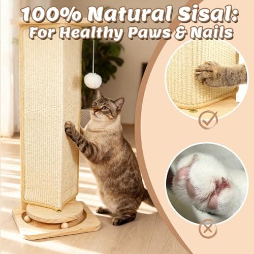 Couch Cat Corner Scratcher with Interactive Ball Toys for Cat, Replaceable Sisal Scratch Pad, Kitten Wall Scratcher for Couch, Wall Furniture Protector 25'' - Thumbnail 5