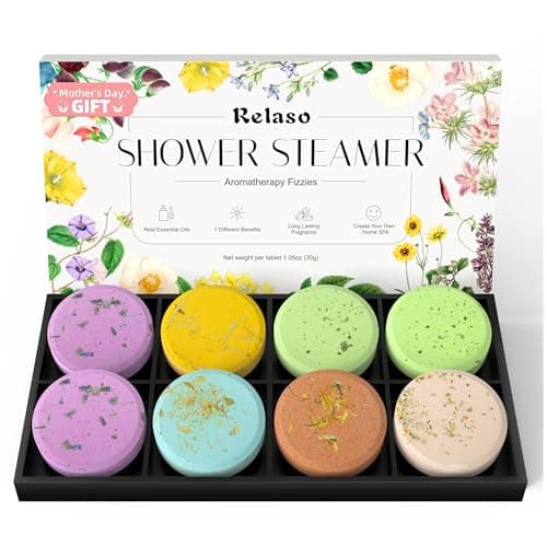 Relaso Shower Steamers Aromatherapy 8 Pack, Birthday Gifts for Women Men & Luxury Gift Box Packaging, Premium Shower Bombs with Natural Essential Oils, Home Spa Stress Relief, Relaxation Self Care - Image 1