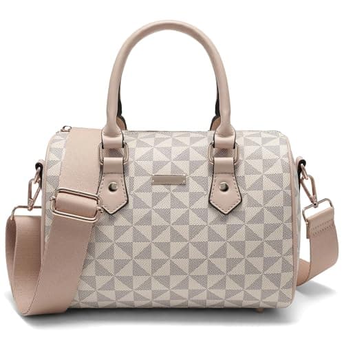 Goinsound Top Handle Bags for Women - Leather Boston Bags & Crossbody Handbag with Detachable Long Strap (Beige) - Image 1