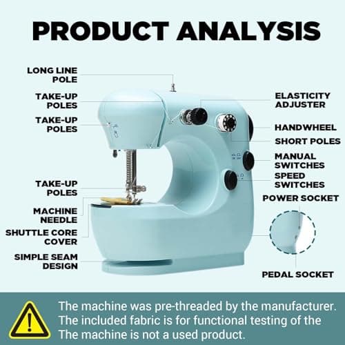 301FRJ Sewing Machine Kits for Home & School | Beginner-Friendly 2-Speed Mini Machine for DIY Crafts, Household Repairs & Fun Skill-Building with Kids & Adults - Thumbnail 5