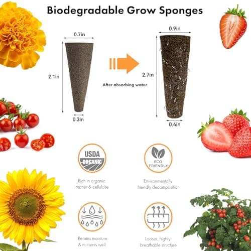 LYKOCLEAN Flower Fruit Seed Pods for AeroGarden, Ahopegarden, iDOO Hydroponics Growing System Indoor, 350 Seeds+ Including Dwarf Sunflower Bambino, Marigold, Red Tomato, Red Strawberry (7-Pods) - Thumbnail 5