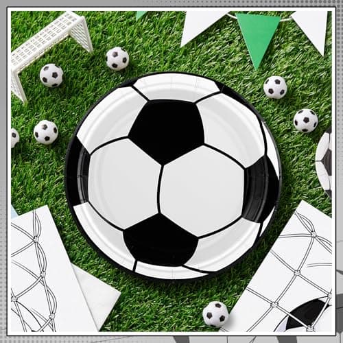 NatNarr 50 Pcs Soccer Plates and Napkins Party Decorations, 7inch Disposable Birthday Party Supplies Soccer Party Favors Sports Plates and Napkins for Sports Theme Birthday Baby Shower - Thumbnail 4