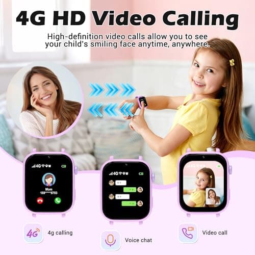 AXYWINBO Kids smart Watches for Girls Boys 4g GPS Call Text-Smart Watch for Kids Game Camera Pedometer Alarm Clock Calculator-Kid Watches for Girls Boys 4-12 Age Gifts Purple - Thumbnail 2