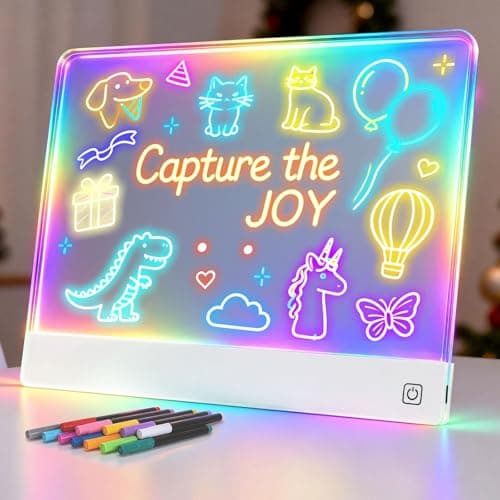 16" Led Drawing Board for Kids Rechargeable, Portable Doodle Glow LED Note Board with 7 Colors, Light Up Acrylic Dry Erase Lumi Board with Stand, Easter Gifts Teen Boys & Birthday Gifts(White) - Image 1