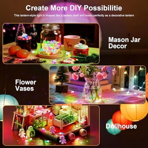 ZGWJ Paper Lantern Lights Battery Operated, 10 Pack Hanging Small LED Lights for Lantern, Balloon,Wedding,Party, Decorative Lighting for Outdoor Indoor Halloween Christmas Decorations, Multicolored - Thumbnail 3