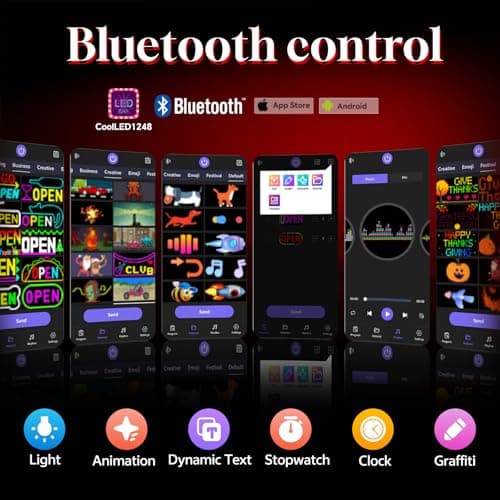 Programmable LED Open Sign,Support for Multiple Open Dynamic and Static Effects,Bluetooth APP Control, for Shop Window Glass/Cafes/Bar - Thumbnail 2