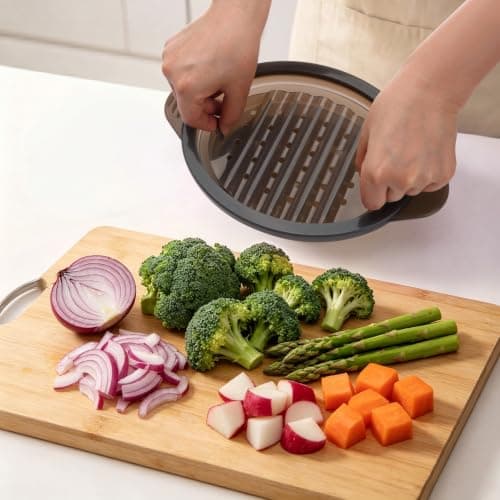 Microwave Steamer Cooker Collapsible Bowl Silicone Baked Potato Cookware with Handle Lid for Vegetables Fish Prep Meal Food with Removable Rack BPA Free Easy to Store Freezer Dishwasher Safe Black - Thumbnail 5