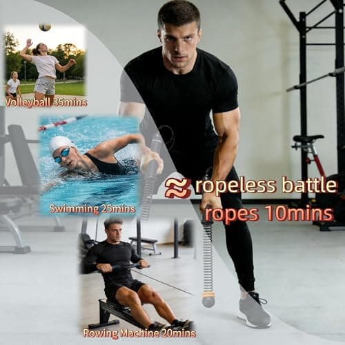 Adjustable Ropeless Battle Ropes for Home Gym,Portable Cordless Weighted Battle Rope Trainer with Resistance Levels,Storage Bag & Workout Guide for HIIT Cardio & Strength Training - Thumbnail 4