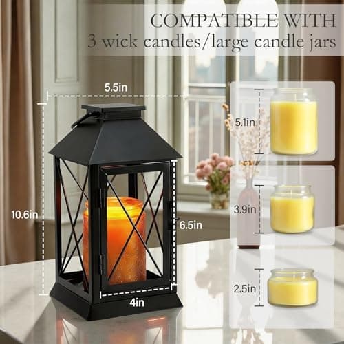 Candle Warmer Lamp with Timer,Compatible with 3 Wick Candles/Large Candel Jars,Vintage Lamp Candle Warmer Lantern,Dimmable Candle Lamp Warmer Farmhouse,Fully Enclosed Designed and Hanging Up-Black - Thumbnail 4