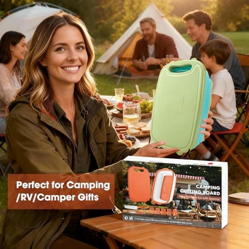 Gintan Camping Cutting Board, 9-in-1 Collapsible Chopping Board with Colander, Kitchen Vegetable Washing Basket for Camping, Camping Gifts Camping essentials for RV Campers (Blue Green) - Thumbnail 2