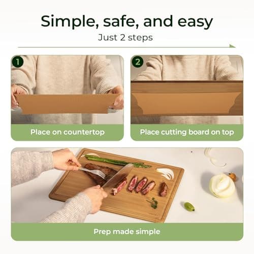 Keechee 2Pcs Cutting Board Set with Non-slip Mat, Bamboo Cutting Boards for Kitchen Meal Prep & Serving - Wood Serving Board Sets with Deep Juice Groove Ideal Kitchen Gifts - Thumbnail 3