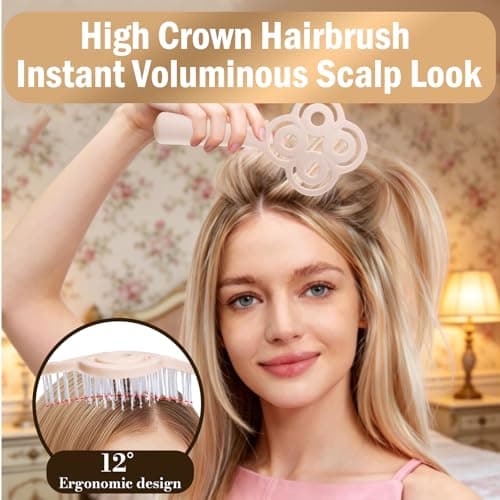 Simetra Detangler Hair Brush for Woman and Men, Original Detangling Brush for Curly Hair/Fine &Thick/Wet & Dry Hair, Flexible Bristles Hairbrush - Natural Crystal Inlay & 14K Gold Plating - Thumbnail 5