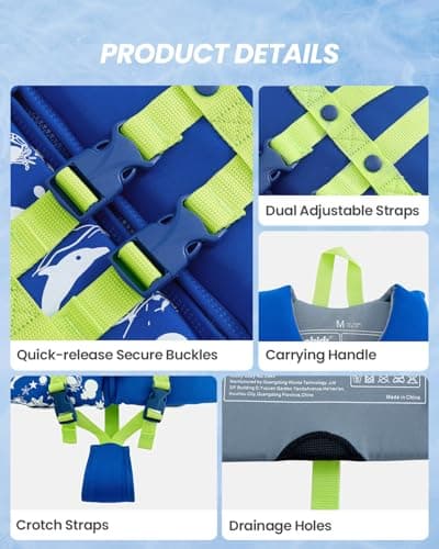 Gogokids Toddler Swim Vest, Kids Floaties – Boys & Girls Buoyancy Jacket for Pool & Beach, Fits 2-8 Years / 22-60 lbs - Thumbnail 4