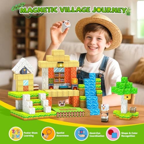 Magnetic Blocks, Magnetic Building Blocks, Magnet Cubes Kids Toys Farm games, Sensory STEM Building Toys for 3-5 4-6 5-7 6-8 Year Old Boys Girls, Christmas Birthday Gifts for Boys & Girls Ages 3+ - Thumbnail 5