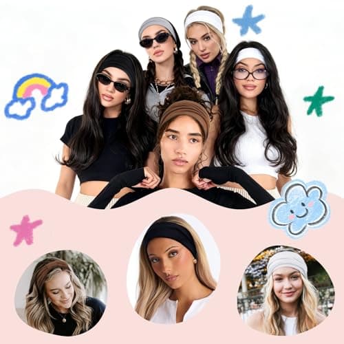 4PCS Headbands for Women, Non Slip Workout Headband Wide Sport Head Bands, Stretchy Headbands for Women’s Hair, Thick Elastic Head Bands Sport Sweat Bands, Knotted Hairbands for Yoga Gym Washing Face - Thumbnail 4