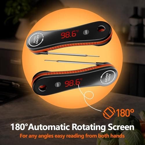 Meat Thermometer Digital - Paysean Instant Read Meat Thermometer with Auto Rotating Backlit Display, IP67 Waterproof for Cooking, Grilling, BBQ, Candy (Deep Black) - Thumbnail 4