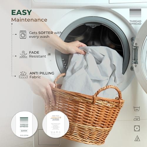 THREAD SPREAD 100% Organic Cotton Sheets King Size - Organic Cotton Percale Weave Sheet Set (4 PC, Floral Ivory), Soft, Cooling, Crisp & Breathable, 16" Deep Pocket Hotel Quality Bedding Set - Thumbnail 6