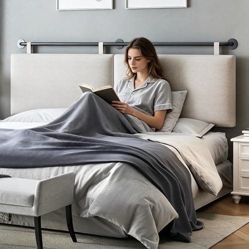 BSHOMGI Headboards Queen Size Bed Headboard Wall Mounted Headboards for Bed with Linen Upholstery Cabeceras De Cama Hanging Headboard for Bedroom (Beige, Queen) - Image 1