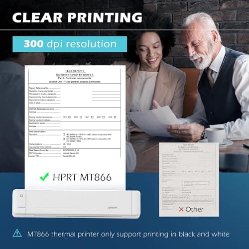 HPRT Portable Printer Wireless Bluetooth Connection MT866 Thermal Inkless Mobile Support 8.5'' X 11'' US Letter and Tattoo Stencil, Compatible with iOS/Android/PC, Includes 10pcs Transfer Paper - Thumbnail 5
