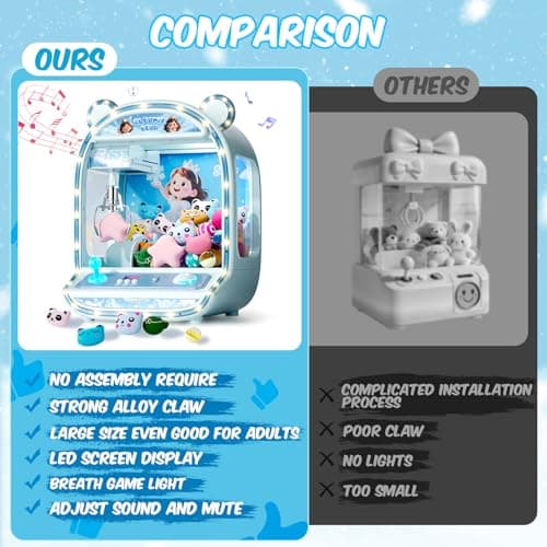 Skirfy Large Claws Machine Toy with Alloy Claw,LED Light & Adjustable Sound,16" Candy Dispenser Toys Mini Vending Machine for Kids Christmas Birthday Big Gifts for Girls Boys Ages 6+ - Thumbnail 3