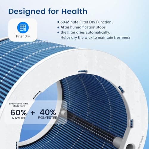 Powerscale MF6 Smart Evaporative Humidifiers for Home, 1.8 Gal Top-Fill, Up to 700mL/h Mist-Free Output, WiFi Smart Touchscreen Control, Auto Filter Dry, Electrolysis Self-Clean, Quiet Sleep Mode - Thumbnail 4