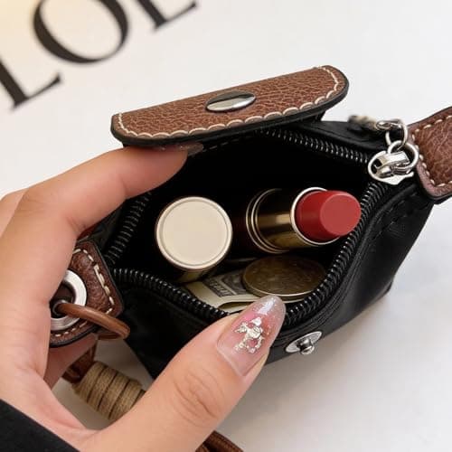 VBAIFAyy Custom Mini Nylon Dumpling Coin Purse - Personalized Zipper Pouch with Detachable Wrist Strap & Keychain, Small Makeup Wallet for Women (Custom Text/Logo Available) - Thumbnail 4