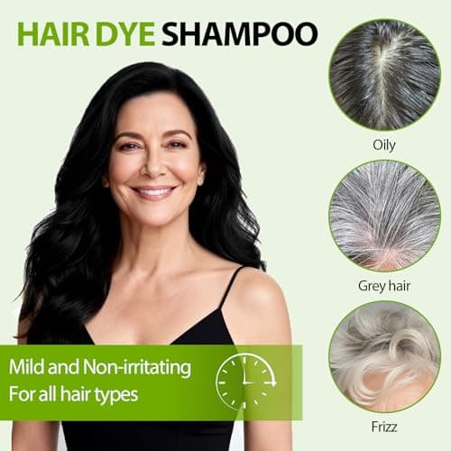 RKQNIER Black Hair Dye Shampoo for Women & Men, 15 Min Gray Coverage, 3 in 1 Semi-Permanent Color with Natural Herbal Ingredients - Thumbnail 4