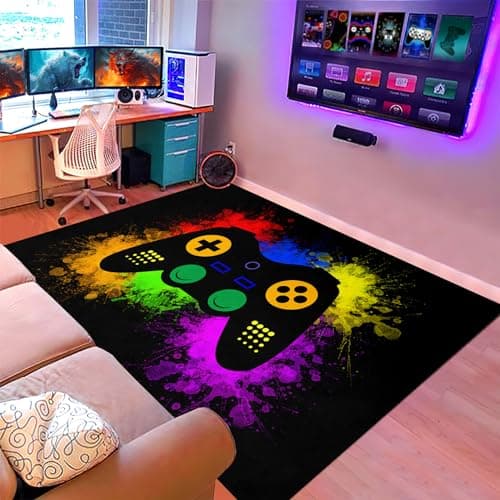 Gaming Rugs for Boys Teens Bedroom Decor Gamer Rugs for Living Room Gamepad Controller Carpets, 2'5"x4' - Thumbnail 2