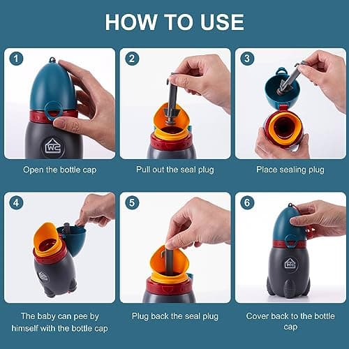 DIJIAMEIYA Portable Potty for Kids – Leak-Proof Rocket Travel Urinal for Boys & Girls, Lightweight Road Trip Essential for Car, Camping, Potty Training, Easy-Clean Reusable Pot(Deep Blue) - Thumbnail 6