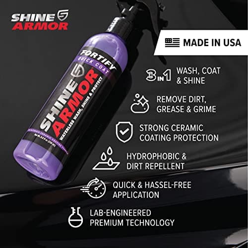 Car Wax Spray and Ceramic Coating for Cars - 3 in 1 Waterless Car Wash and Detailing - Quick Effect Coating Agent for Car - High Gloss Car Coating Spray, Shiny Car Stuff by Shine Armor - 8FlOz - Thumbnail 5
