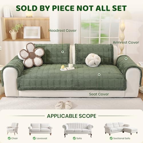 Royhom Couch Cover for Dogs Washable, Soft Thick Pet Couch Covers for Sofa, Pawcart Couch Protector Pet Friendly, Furniture Covers Dog Mat for Couches and Sofas (Green, 35.4 x 82.7 Inch) - Thumbnail 2